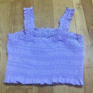 purple ruffled crop top